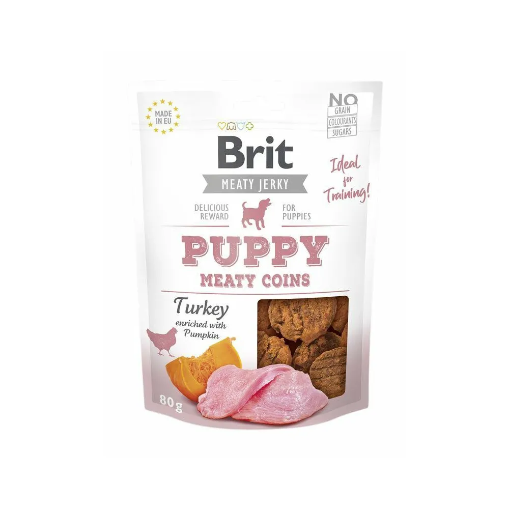 Brit Pies 80G Snack Jerky  Puppy  Turkey Coins /12