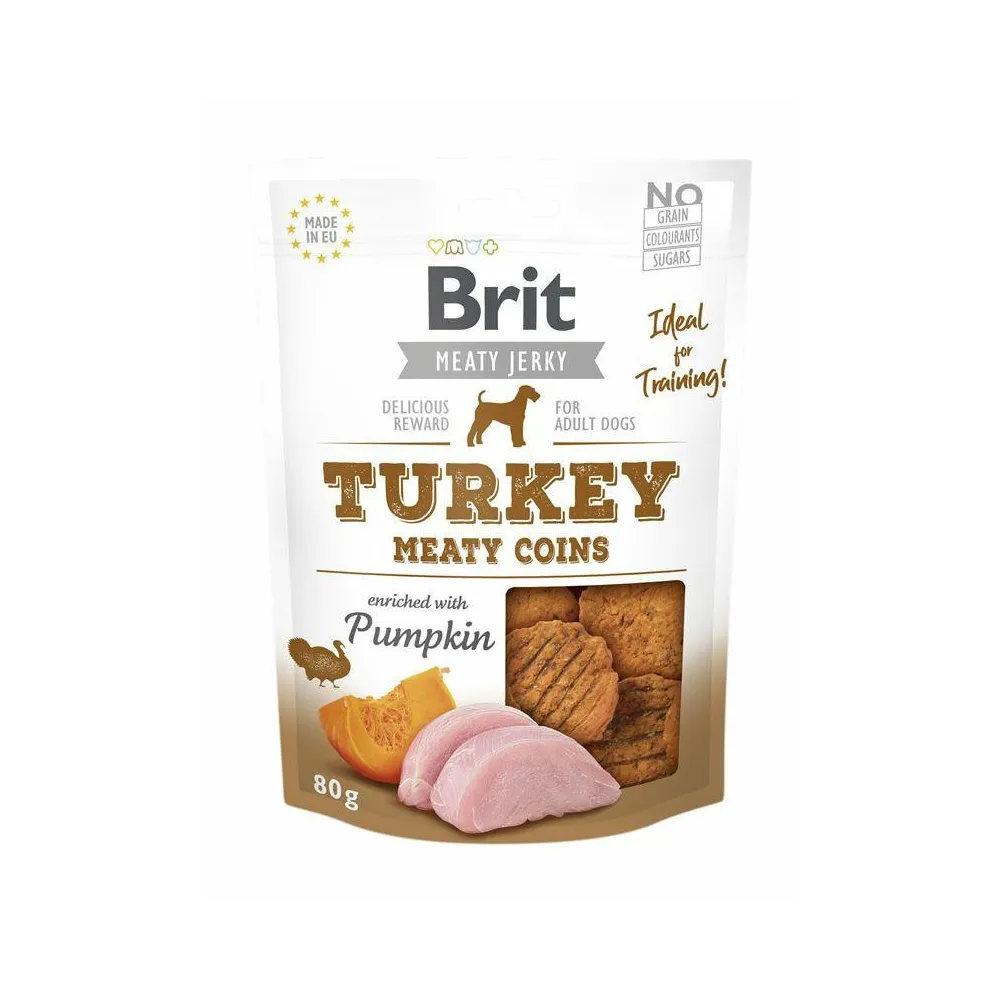 Brit Jerky Snack Turkey Meaty Coins 80g | Mięsne Przysmaki dla Psów