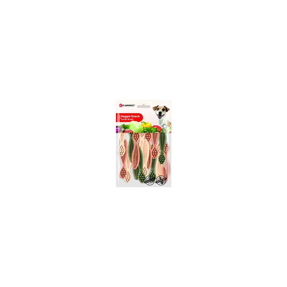 Flamingo Gryzaki Veggie Szczoteczka 7,5Cm X15Szt