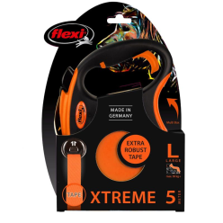 Flexi Xtreme L Taśma 5M Czarna/Pomarańcz 65Kg