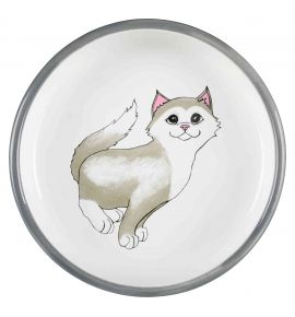 Miska dla krótkonosych ras kotów, ceramiczna, 0.3 l/? 15 cm, szara