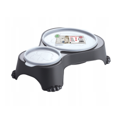 Pet Nova Miska Podwójna Z Pokrywką        1L+0,28L Szara