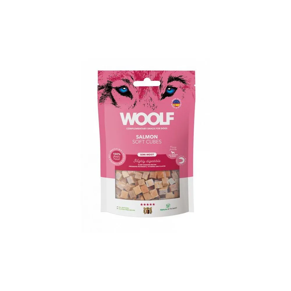 Woolf Soft Przysmak Pies 100G             Monoprotein Mix Cubes Salmon