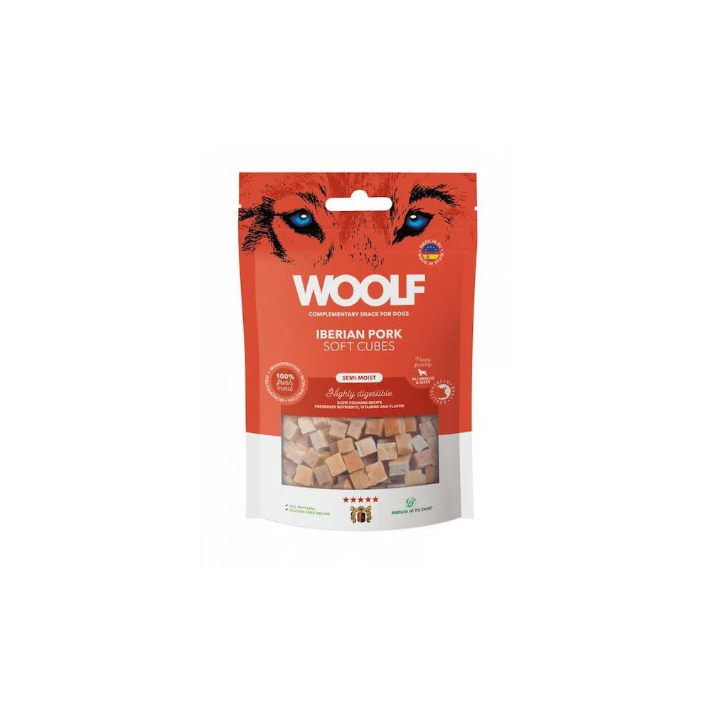Woolf Soft Przysmak Pies 100G             Monoprotein Cubes Iberian Pork