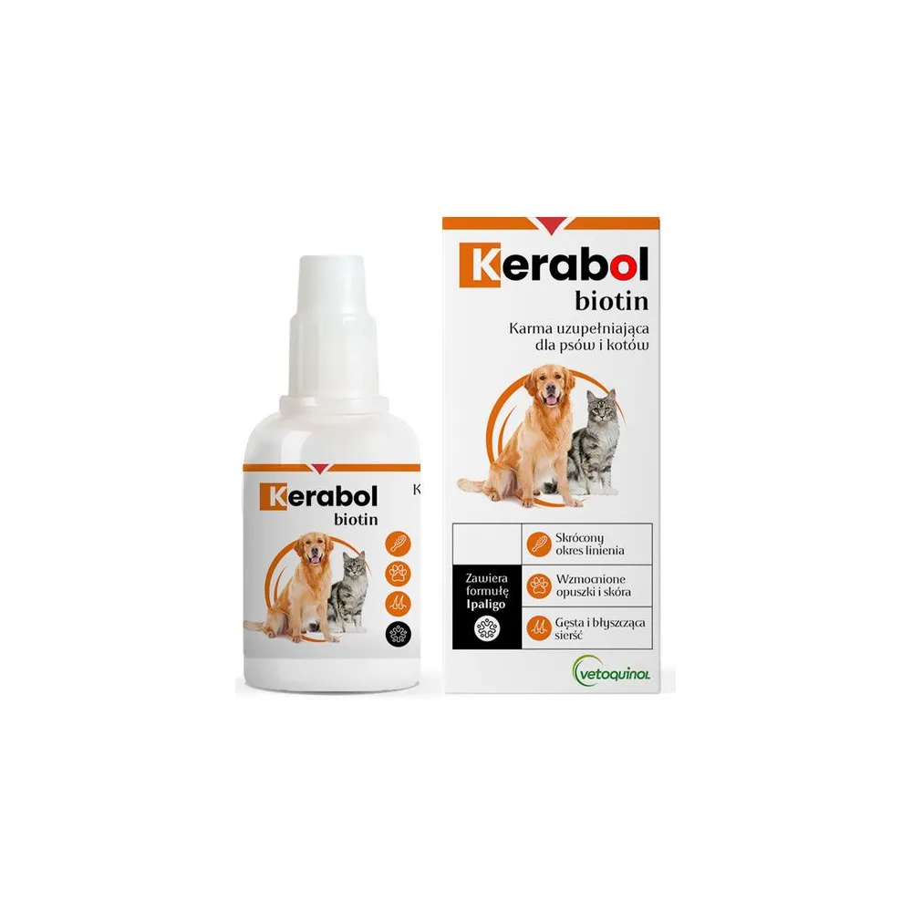 Vetoquinol Biowet Pet Line Kerabol - krople na poprawę sierści 50ml