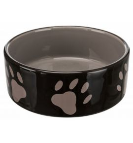 Trixie Miska ceramiczna czarna w szare łapki 1,4L/20cm [TX-24533]
