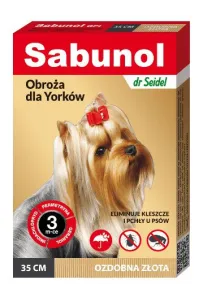 Sabunol GPI Obroża przeciw pchłom dla yorka ozdobna złota 35cm