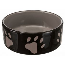 Trixie Miska ceramiczna czarna w szare łapki 0,3L/12cm [TX-24531]