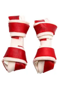 Adbi Kości wiązane biało-czerwone - wołowina 10cm 10szt [AK 27]