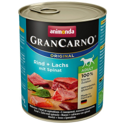 Animonda GranCarno Original Adult Rind Lachs Spinat Wołowina, Łosoś + Szpinak puszka 800g