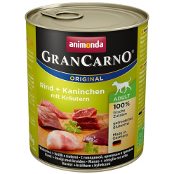 Animonda GranCarno Original Adult Rind Kaninchen Krautern Wołowina + Królik z Ziołami puszka 800g