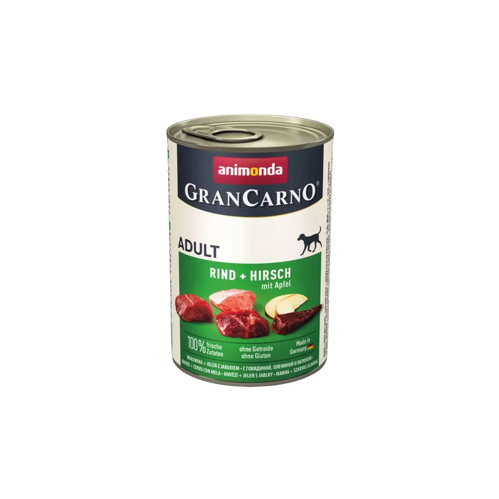Animonda GranCarno Original Adult Rind Hirsch Apfel Wołowina, Jeleń + Jabłko puszka 400g