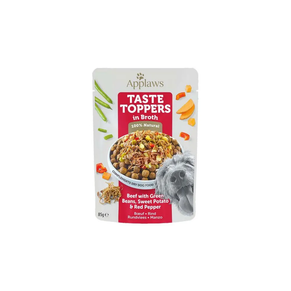 Applaws Taste Toppers Saszetka dla psa - wołowina, zielony groszek, bataty i czerwona papryka w sosie 85g