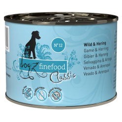 Dogz Finefood Classic N.12 Dziczyzna i śledź puszka 200g