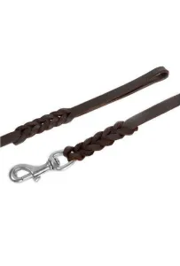Dingo Smycz skórzana natłuszczana z zaplatanymi elementami 0,8x230cm brązowa