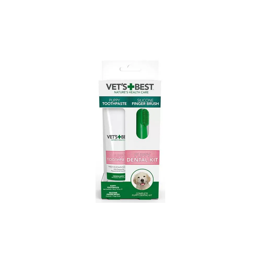 Vet's Best Dental żel + szczoteczka zestaw Puppy