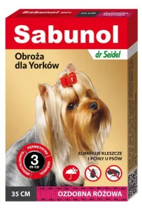 Sabunol GPI Obroża przeciw pchłom dla yorka ozdobna różowa 35cm
