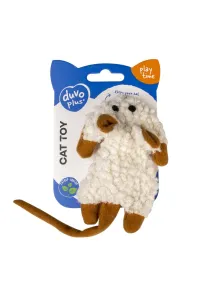 DUVO+ Zabawka dla Kota Myszka Biało/Brązowa 18x8x2cm – Interaktywna Zabawka