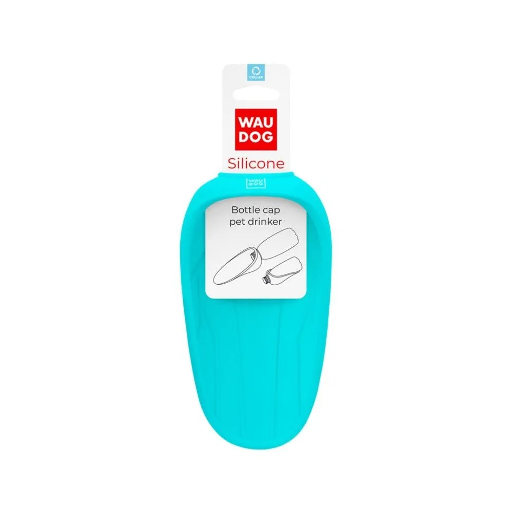 WAU DOG Nakładka Silikonowa na Butelkę do Picia 16,5x9cm Niebieska – Praktyczne Akcesorium dla Psów