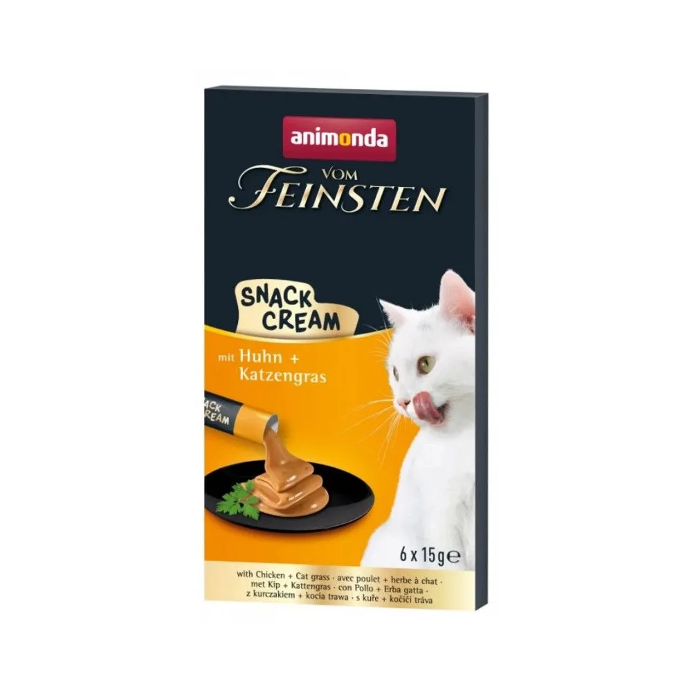 ANIMONDA Vom Feinsten Snack Cream z Kurczakiem 6x15g – Smakowita i Zdrowa Przekąska dla Kota