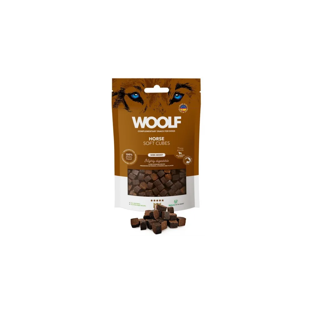 WOOLF Soft Przysmak dla Psów 100g Monoprotein Cubes Horse – Zdrowe Kostki z Koniny