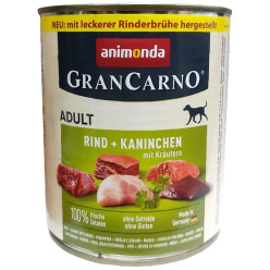 Animonda GranCarno Original Adult Rind Kaninchen Krautern Wołowina + Królik z Ziołami puszka 800g