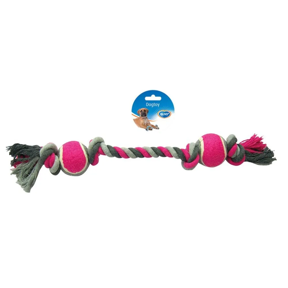Duvo+ Szarpak dla Psa – Sznur z Piłkami Tenisowymi 50 cm