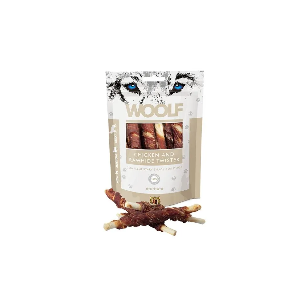 Woolf Chicken & Rawhide Twister 100G