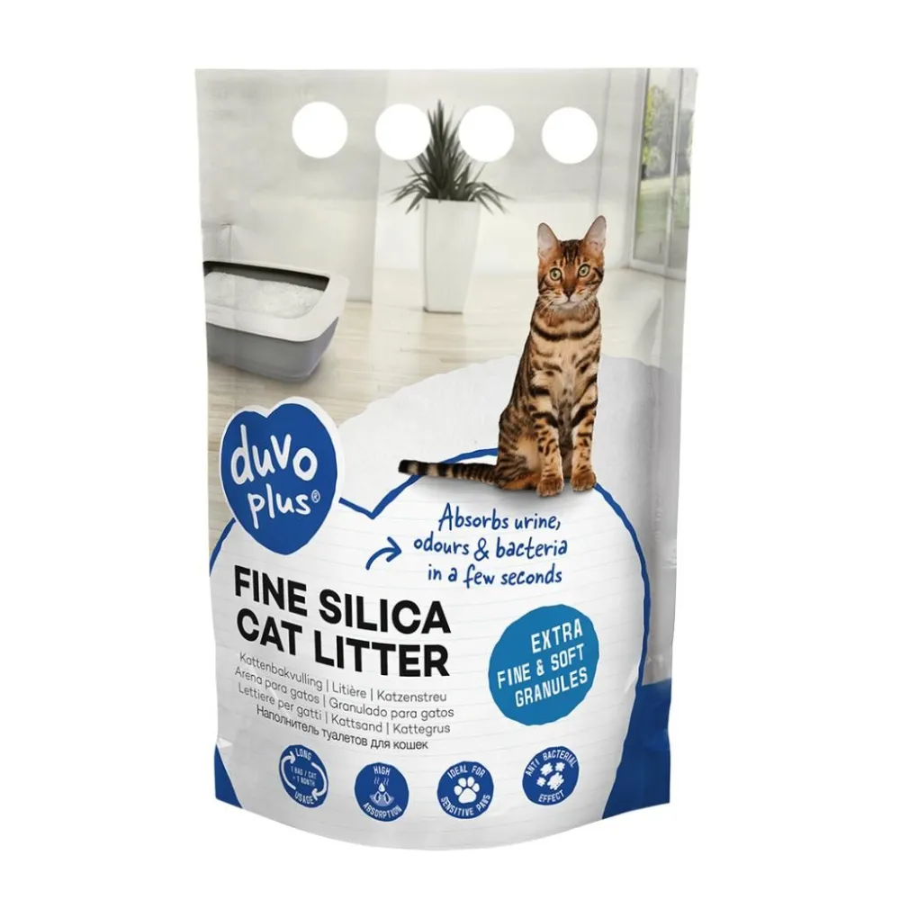 Duvo+ Fine Silica 5L – Drobny, Bezzapachowy Żwirek Silikonowy dla Kotów