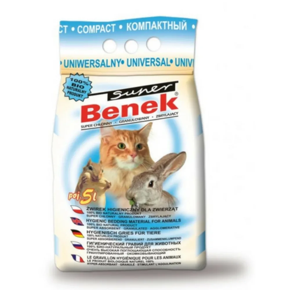 Super Benek Compact Uniwersalny 5L – Bezzapachowy Żwirek Bentonitowy