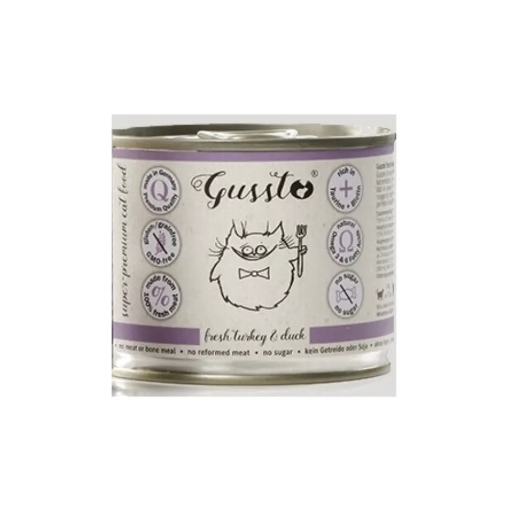 Gussto Fresh Turkey & Duck 200g – Pełnoporcjowa Karma dla Kota z Indykiem i Kaczką