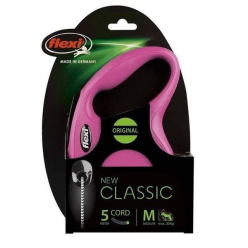 Flexi New Classic Linka M 5M Różowa dla Psów do 20kg – Smycz Automatyczna