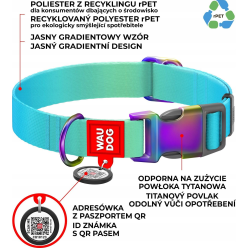 Wau Dog Obroża Recycled Gradient M        2,0/28-40Cm Nylon Niebieska