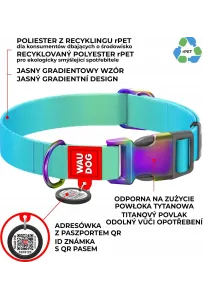 Wau Dog Obroża Recycled Gradient M        2,0/28-40Cm Nylon Niebieska