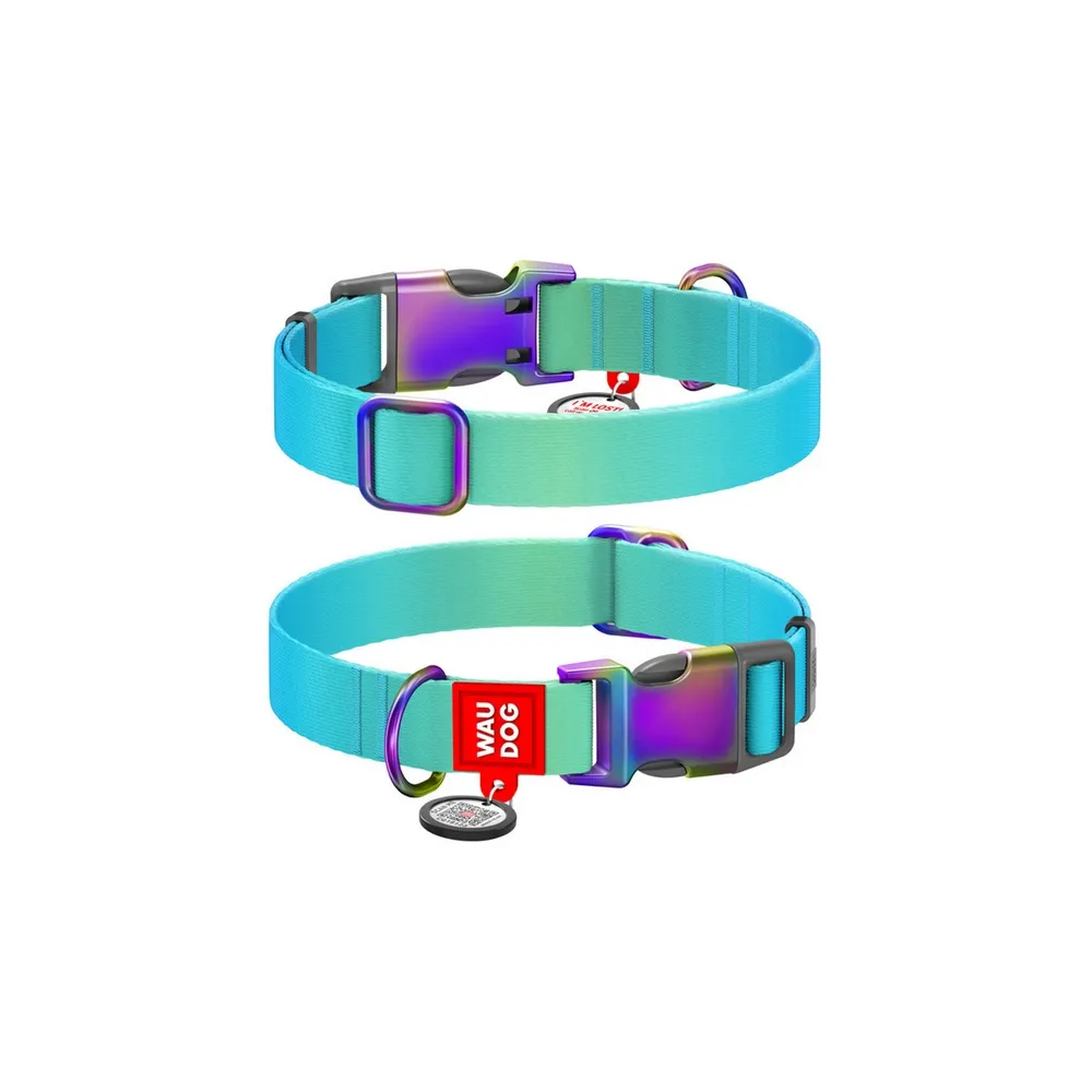 Collar Waudog Recycled Obroża Nylonowa Z Qr-Paszportem, Gradient L 25Mm/33-49Cm Niebieski