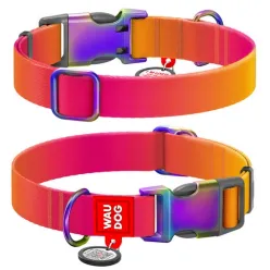Collar Waudog Recycled Obroża Nylonowa Z Qr-Paszportem, Gradient M 20Mm X 28-40Cm Pomarańczowy
