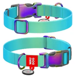 Collar Waudog Recycled Obroża Nylonowa Z Qr-Paszportem, Gradient S 15Mm X 25-35Cm Niebieski