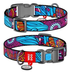 Collar Waudog Nylon Obroża Nylonowa Z Qr-Paszportem, Plastikowy Fastex, Wzór Lato, 25Mm/33-49Cm