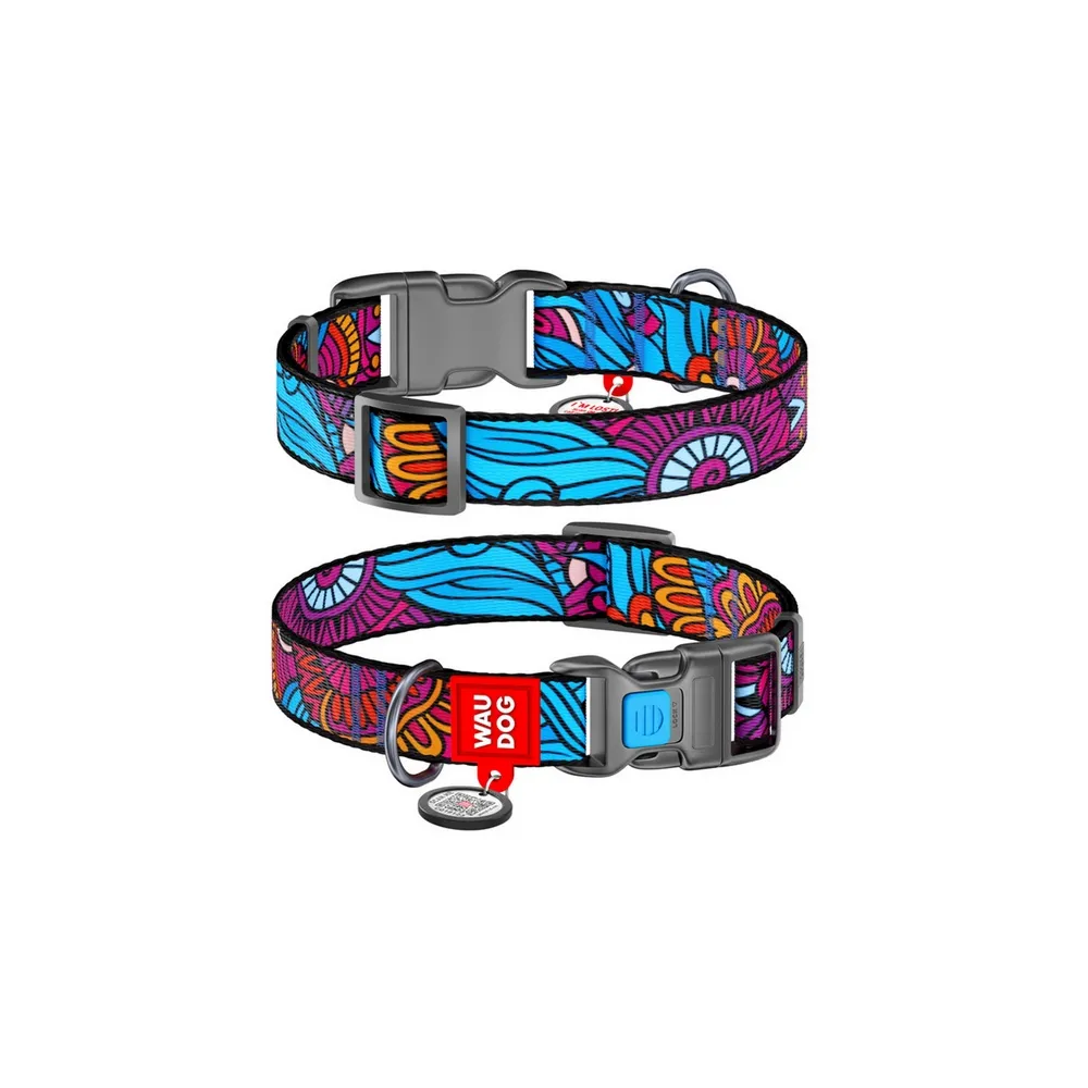 Collar Waudog Nylon Obroża Nylonowa Z Qr-Paszportem, Plastikowy Fastex, Wzór Lato, 25Mm/33-49Cm