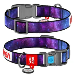 Collar Waudog Nylon Obroża Nylonowa Z Qr-Paszportem, Plastikowy Fastex, Wzór Nasa21, 20Mm/28-40Cm