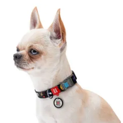 Collar Waudog Nylon Obroża Nylonowa Z Qr-Paszportem, Plastikowy Fastex, Wzór Nasa, 15Mm/25-35Cm