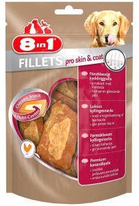 8in1 Fillets Pro Skin & Coat z Olejem Lnianym – Zdrowy Przysmak dla Psa 80g