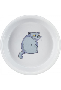 Trixie Ceramiczna Miska dla Kota 0,25L - Biała z Nadrukiem