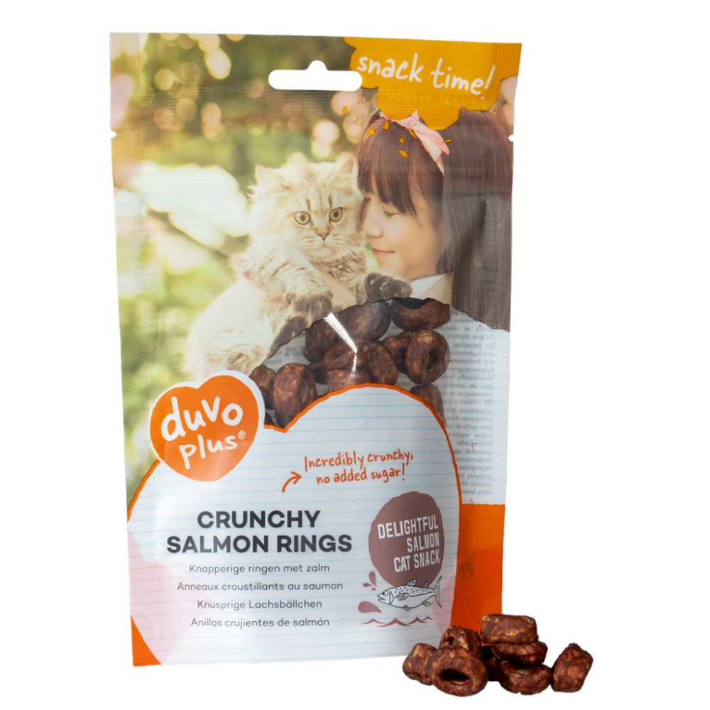 Duvo+ Crunchy Salmon Ring 50g - Chrupiące Pierścienie z Łososiem Dla Kota