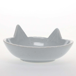 Duvo+ Miska ceramiczna dla kota 175ml jasnoszara z kocim wzorem