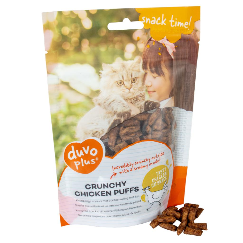 Duvo+ Crunchy Chicken Puffs 50g - chrupiące ptysie z miękkim nadzieniem kurczakowym dla kota