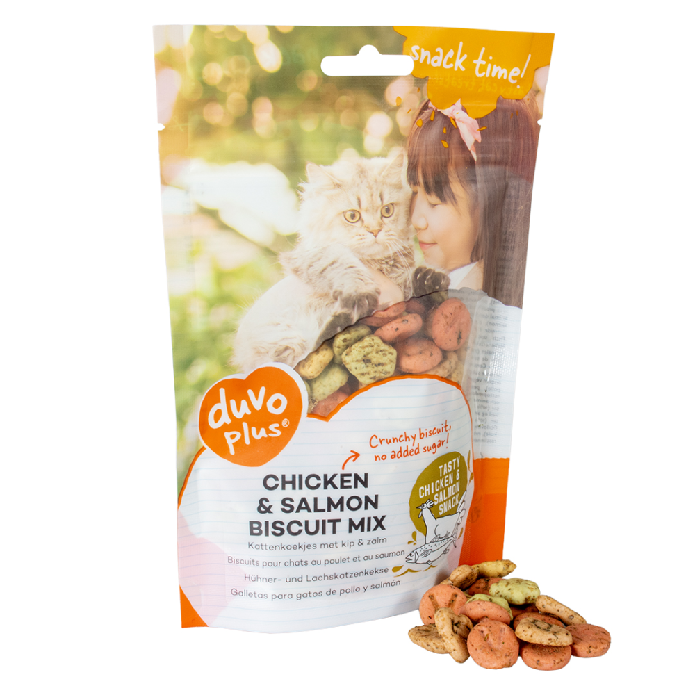 Duvo+ Chicken & Salmon Biscuit Mix 50g - chrupiące ciasteczka dla kota z kurczakiem i łososiem