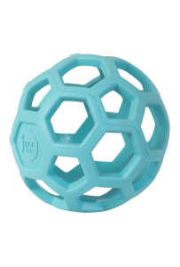 JW Hol-EE Roller Medium – ażurowa piłka dla psa z naturalnej gumy, 11,5 cm, kolor niebieski