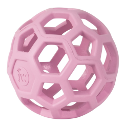 JW Hol-EE Roller Medium Pink – różowa, ażurowa piłka dla psa z elastycznej gumy, 11,5 cm