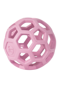 JW Hol-EE Roller Medium Pink – różowa, ażurowa piłka dla psa z elastycznej gumy, 11,5 cm